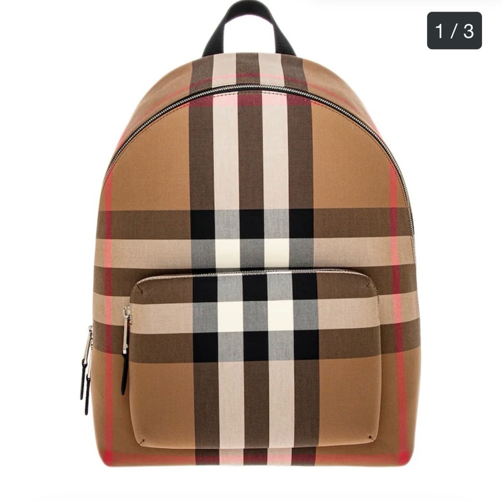 NWT Burberry Jeff Check Canvas Backpack